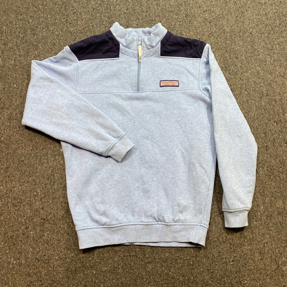 Vineyard Vines Quarter Zip Sz XS Mens Blue Preppy Contrast Shoulder Pullover
